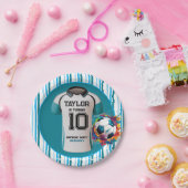 ブルーサッカーポーツボーイジャージー子供の誕生日パーティー ペーパープレート (パーティー)