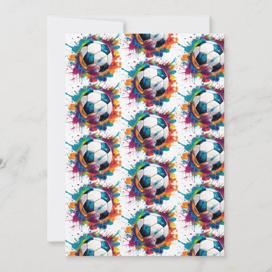 ブルーサッカーポーツボーイジャージー子供の誕生日パーティー 招待状 (裏面)