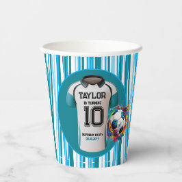 ブルーサッカーポーツボーイジャージー子供の誕生日パーティー 紙コップ