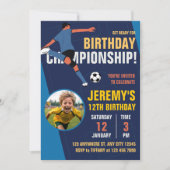 ブルーサッカー子供の誕生日選手権招待状 招待状 (正面)