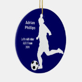 ブルーサッカー選手のオーナメント セラミックオーナメント (右)