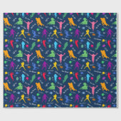 ブルーサッカー選手のシルエットのパターン ラッピングペーパー (フラット)