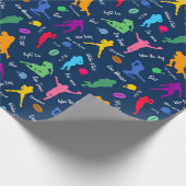 ブルーサッカー選手のシルエットのパターン ラッピングペーパー (角)