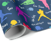 ブルーサッカー選手のシルエットのパターン ラッピングペーパー (ロールコーナー)