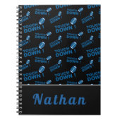 ブルーサッカーTouchダウンタイポグラフィ パーソナライズされた ノートブック (正面)