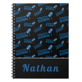 ブルーサッカーTouchダウンタイポグラフィ パーソナライズされた ノートブック