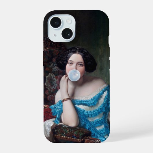 ブルーサテンのバブルガムディーバ iPhone 15ケース (裏面)