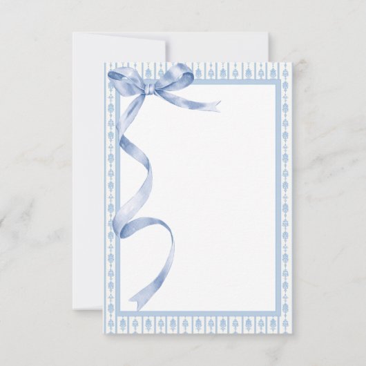 ブルーサテンリボンエレガントベビーシャワー サンキューカード (裏面)