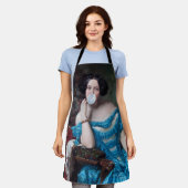 ブルーサテン入りバブルガムDiva エプロン (着用した状態)