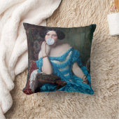 ブルーサテン入りバブルガムDiva クッション (ブランケット)