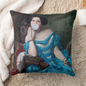 ブルーサテン入りバブルガムDiva クッション (ブランケット)