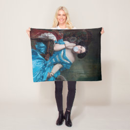 ブルーサテン入りバブルガムDiva フリースブランケット