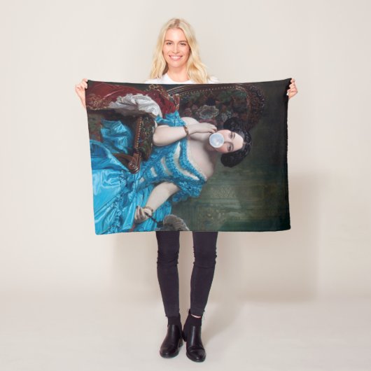 ブルーサテン入りバブルガムDiva フリースブランケット (インサイチュ)