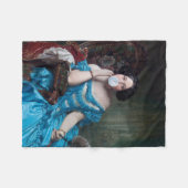 ブルーサテン入りバブルガムDiva フリースブランケット (正面(横))