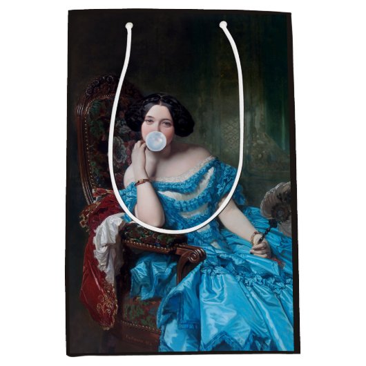 ブルーサテン入りバブルガムDiva ミディアムペーパーバッグ (正面)