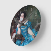 ブルーサテン入りバブルガムDiva ラウンド壁時計 (傾斜)