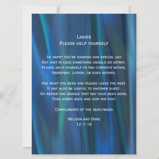 ブルーサテン調のウェディングバスケットサイン 招待状 (正面)