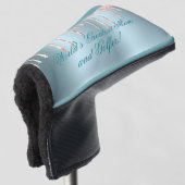 ブルーサテン、ピンクのグリッタードリップス素晴らし – ママゴルファー ゴルフヘッドカバー (3/4 正面)