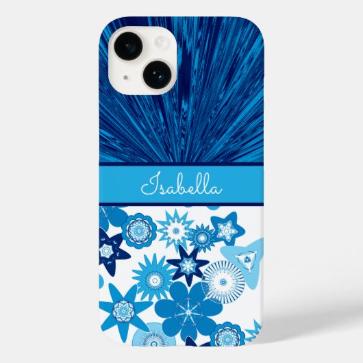 ブルーサテンnフラワーズモノグラム Case-Mate iPhoneケース (裏面)