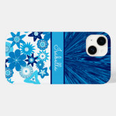 ブルーサテンnフラワーズモノグラム Case-Mate iPhoneケース (裏面 (横))