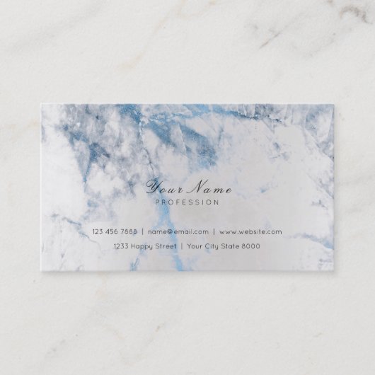 ブルーサピアーシルバーメタリックマーブルグレー 名刺 (正面)