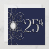 ブルーサファイアとシルバーダイヤモンドの25歳の誕生日 招待状 (裏面)