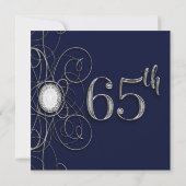 ブルーサファイアとシルバーダイヤモンド 65 65歳の誕生日 招待状 (裏面)