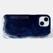 ブルーサファイアとバラ金ゴールドゲーデゲートパーソナライズされた Case-Mate iPhoneケース (裏面 (横))