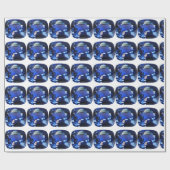 ブルーサファイアクッションカットパターン ラッピングペーパー (フラット)