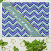 ブルーサファイアシェブロンパターン キッチンタオル (折り畳み)