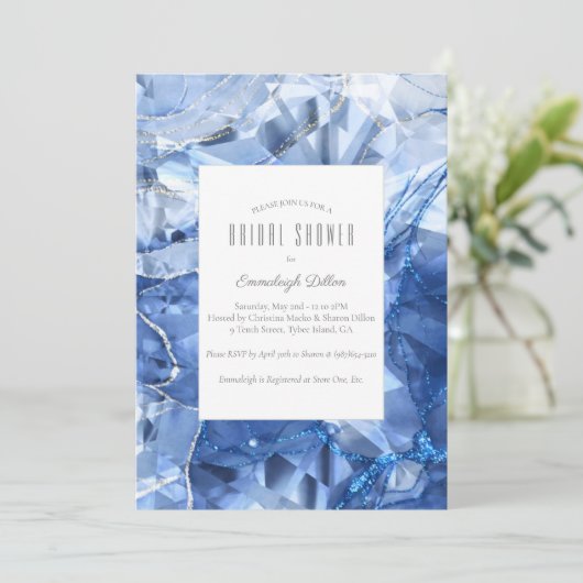 ブルーサファイアジェムストーンカットブライダルシャワー 招待状 (スタンド正面)