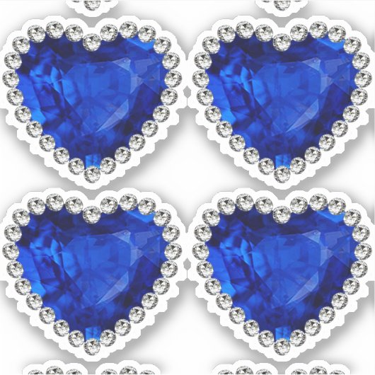 ブルーサファイアダイヤモンド記念日ハート シール (正面)