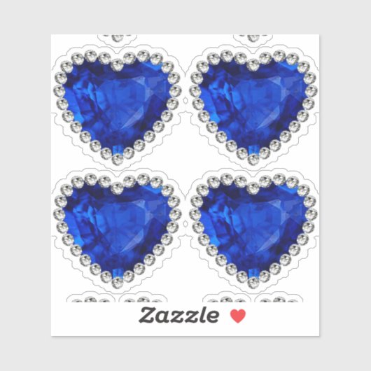ブルーサファイアダイヤモンド記念日ハート シール (シート)