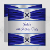 ブルーサファイアダイヤモンド40th誕生日パーティー 招待状 (正面/裏面)