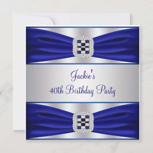 ブルーサファイアダイヤモンド40th誕生日パーティー 招待状 (正面)