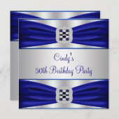 ブルーサファイアダイヤモンド50番目の誕生日招待状 招待状 (正面/裏面)