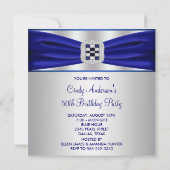 ブルーサファイアダイヤモンド50番目の誕生日招待状 招待状 (裏面)