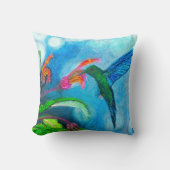 ブルーサファイアハミングバード枕 クッション (正面)