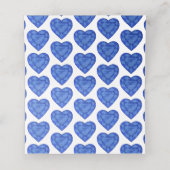 ブルーサファイアハートウォーターカラーアートテントカード プレイスカード (内部開封)