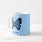 ブルーサファイアパーソナライズされたバタフライジェムストーン コーヒーマグカップ (正面左)