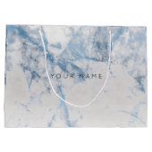 ブルーサファイアマーブルメタリックギフトグレーシルバーVIP ラージペーパーバッグ (裏面)