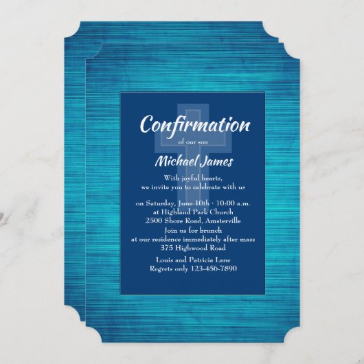 ブルーサファイア宗教的招待状 招待状 (正面/裏面)