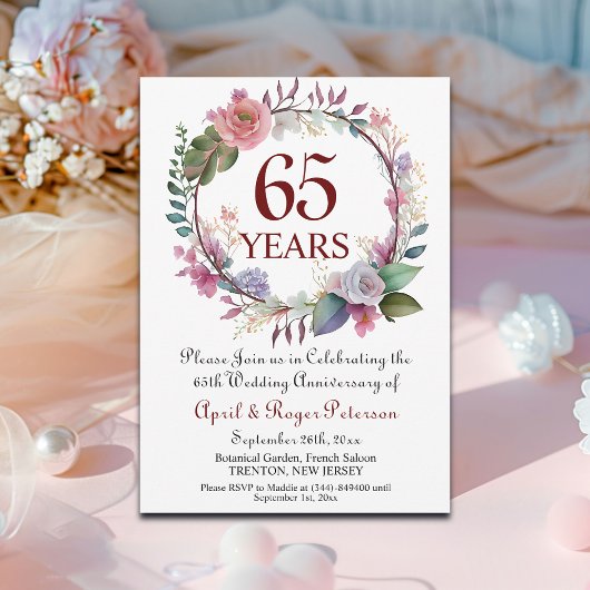 ブルーサファイア65周年の結婚記念日 招待状