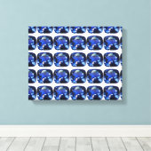 ブルーサファイア クッションカットパターン キャンバスプリント (インサイチュ (ウッドフロア))