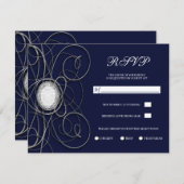 ブルーサファイア&シルバーダイヤモンド記念日RSVP 招待状 (正面/裏面)