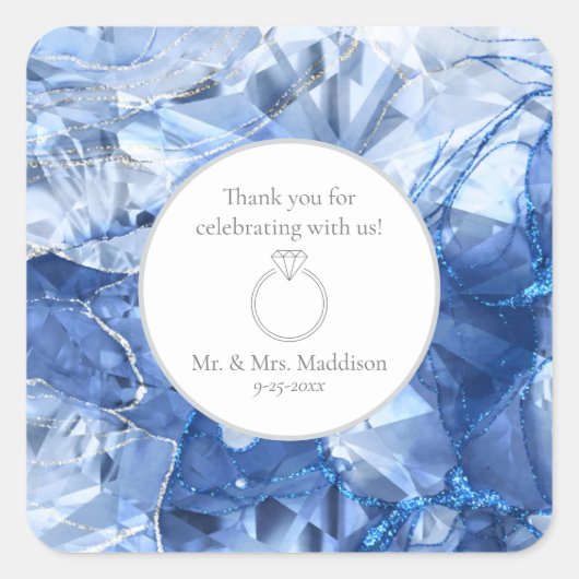 ブルーサファイア ジェムストーン イリュージョン ウェディング スクエアシール (正面)