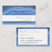 ブルーサファイヤエレガントアゲートモダンタイポグラフィ 名刺 (正面/裏面)