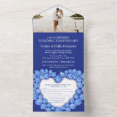 ブルーサファイヤハート45th結婚の記念写真 オールインワン招待状 (内側)