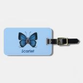 ブルーサファイヤパーソナライズされたピーコックバタフ王室のァン ラゲッジタグ (正面横)