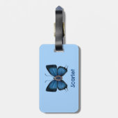 ブルーサファイヤパーソナライズされたピーコックバタフ王室のァン ラゲッジタグ (裏面縦)